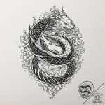 Lizard, tattoo line art, on a clean white pap… – tattoo sketch (№1753040082_0, 20.07.2025 19:34) — tattoovalue.net