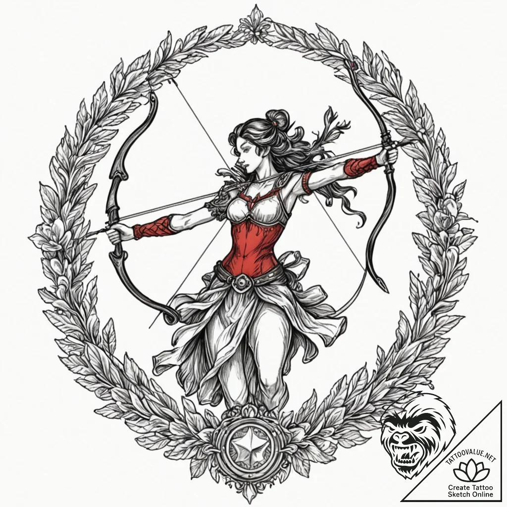 Tattoo sketch a sagittarius archer, captured... - tattoo sketch (№1753040330_0, 20.07.2025 19:38) — tattoovalue.net