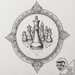 A close-up of a chess piece, the king, tipped… – tattoo sketch (№1753040907_0, 20.07.2025 19:48) — tattoovalue.net