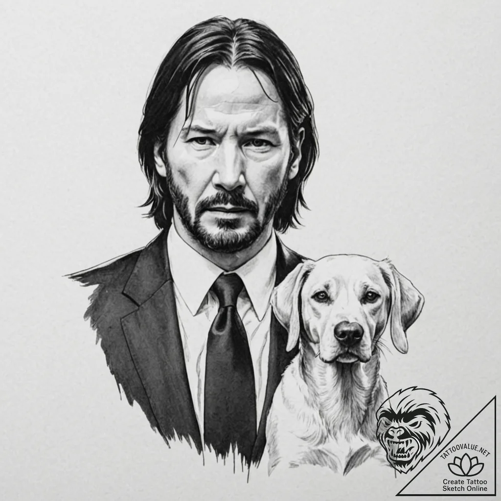 A graphic novel style portrait of john wick,... - tattoo sketch (№1753040990_0, 20.07.2025 19:49) — tattoovalue.net