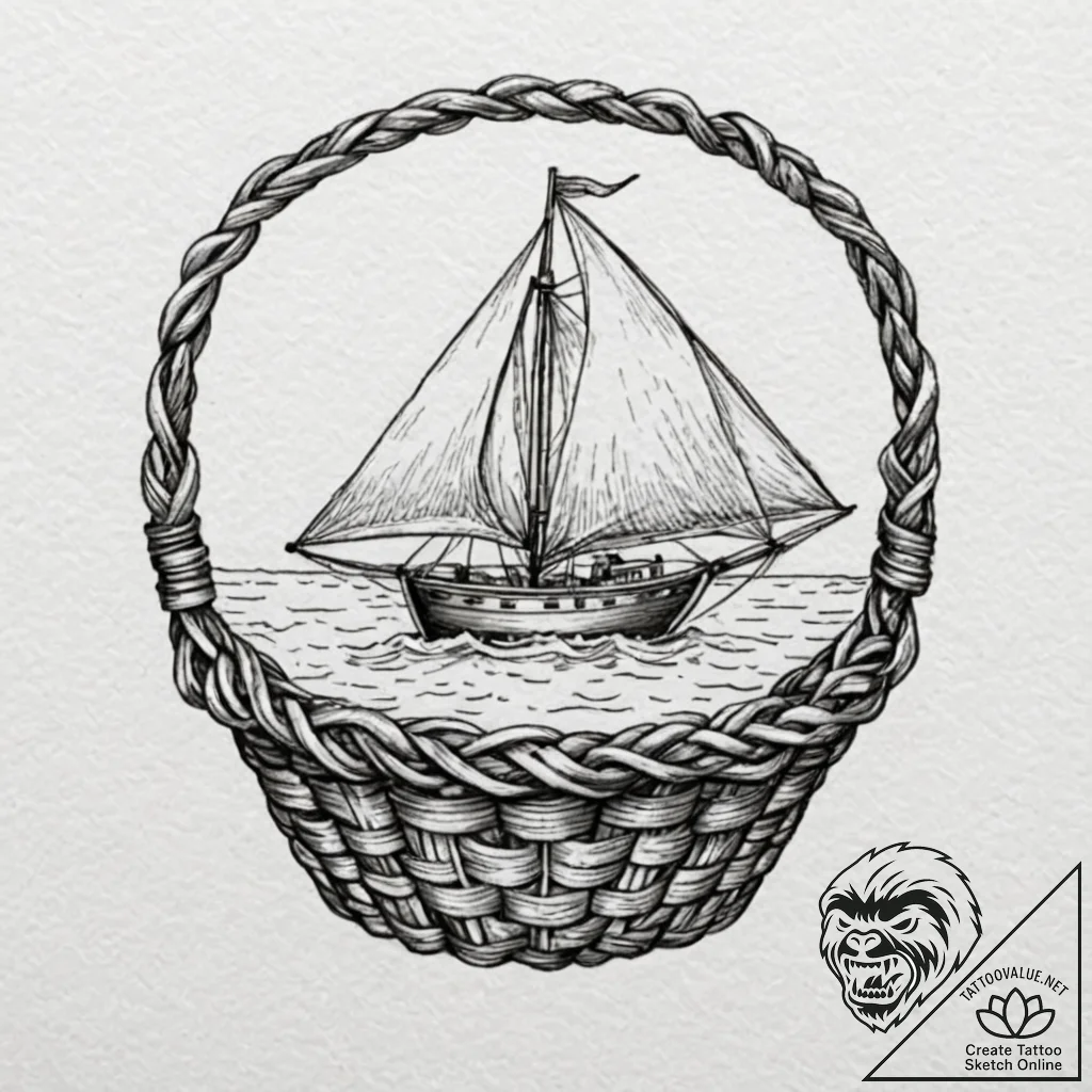 Tattoo sketch a delicate, woven basket patter... - tattoo sketch (№1753041650_0, 20.07.2025 20:00) — tattoovalue.net