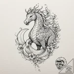 A linework tattoo of a pegasus in flight., ar… – tattoo sketch (№1753041899_0, 20.07.2025 20:04) — tattoovalue.net