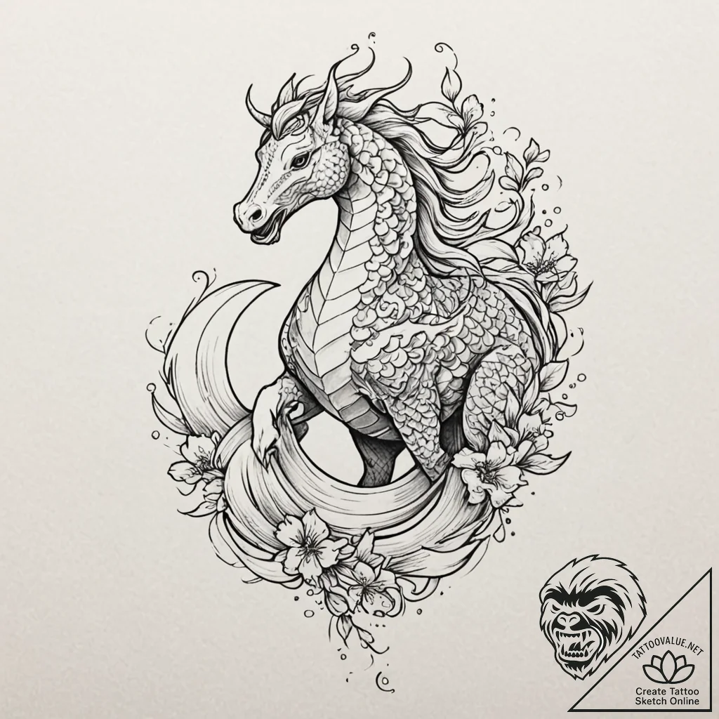 A linework tattoo of a pegasus in flight., ar... - tattoo sketch (№1753041899_0, 20.07.2025 20:04) — tattoovalue.net
