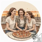 A candid shot of friends sharing a pizza and… – tattoo sketch (№1753041981_0, 20.07.2025 20:06) — tattoovalue.net