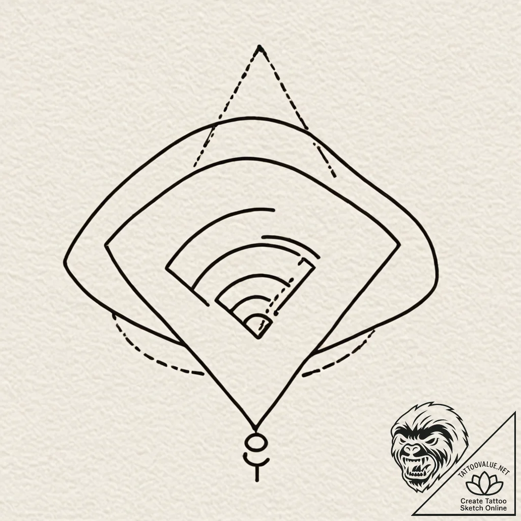 Tattoo design a 'wifi signal' on one, 'connec... - tattoo sketch (№1753042558_0, 20.07.2025 20:15) — tattoovalue.net