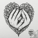 Tattoo design a heart made of two hands holdi… – tattoo sketch (№1753042971_0, 20.07.2025 20:22) — tattoovalue.net