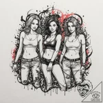 A sketch of the main female characters from d… – tattoo sketch (№1753043055_0, 20.07.2025 20:24) — tattoovalue.net