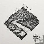 Tattoo sketch a volcanic landscape with glowi… – tattoo sketch (№1753043636_0, 20.07.2025 20:33) — tattoovalue.net