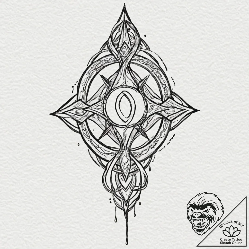 A linework tattoo of the protoss symbol., ink... - tattoo sketch (№1753044625_0, 20.07.2025 20:50) — tattoovalue.net