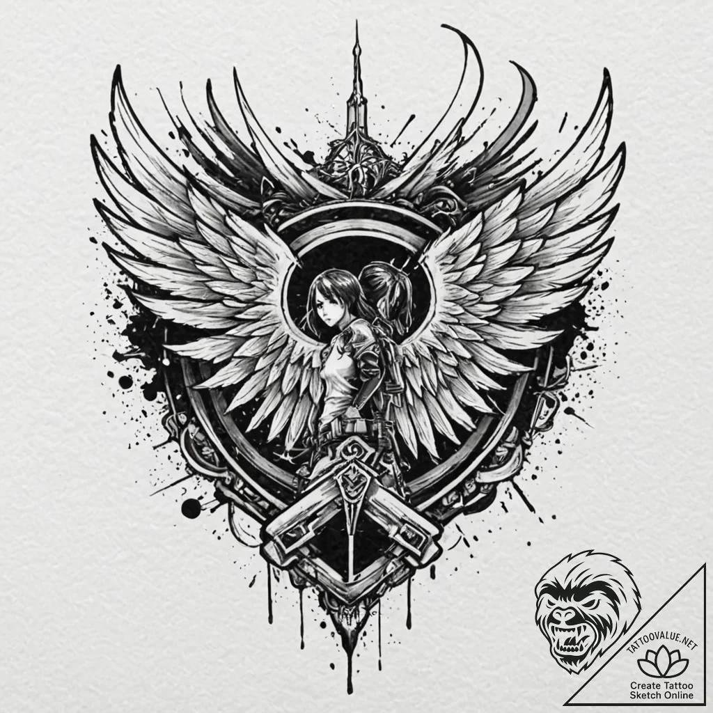 A neo-traditional tattoo of the survey corps... - tattoo sketch (№1753045287_0, 20.07.2025 21:01) — tattoovalue.net