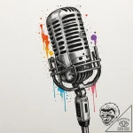 A close-up of a microphone in a recording stu… – tattoo sketch (№1753045369_0, 20.07.2025 21:02) — tattoovalue.net