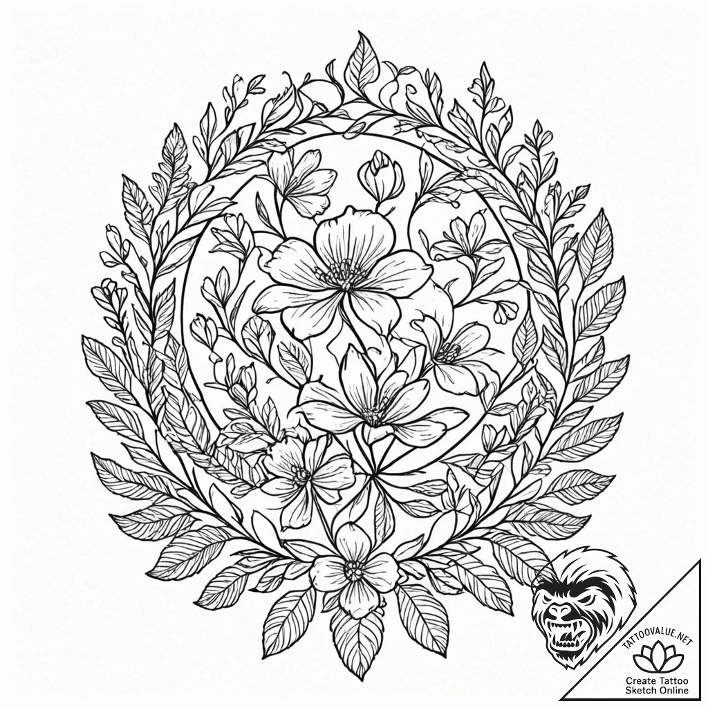 р“сђсѓрїрїр° 10: р¤р»рѕсђр° рё р¤р°сѓрѕр° (fl... - tattoo sketch (№1753045450_0, 20.07.2025 21:04) — tattoovalue.net