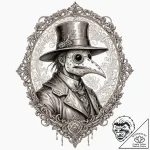 Plague doctor, tattoo line art, sepia tone sk… – tattoo sketch (№1753045616_0, 20.07.2025 21:06) — tattoovalue.net