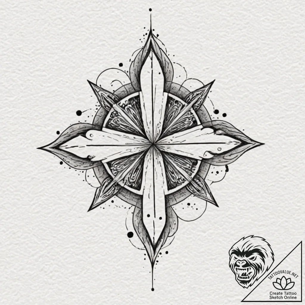 Tattoo design a minimalist cross or star of l... - tattoo sketch (№1753045782_0, 20.07.2025 21:09) — tattoovalue.net