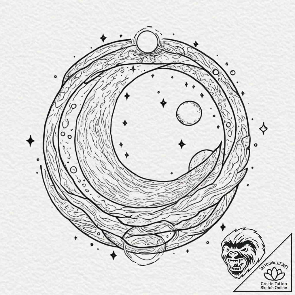 Tattoo sketch a small, elegant planet (e.g.,... - tattoo sketch (№1753046441_0, 20.07.2025 21:20) — tattoovalue.net