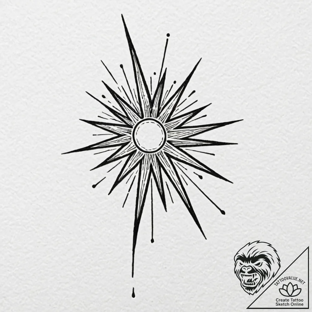A linework tattoo of a simple magic wand with... - tattoo sketch (№1753046524_0, 20.07.2025 21:22) — tattoovalue.net