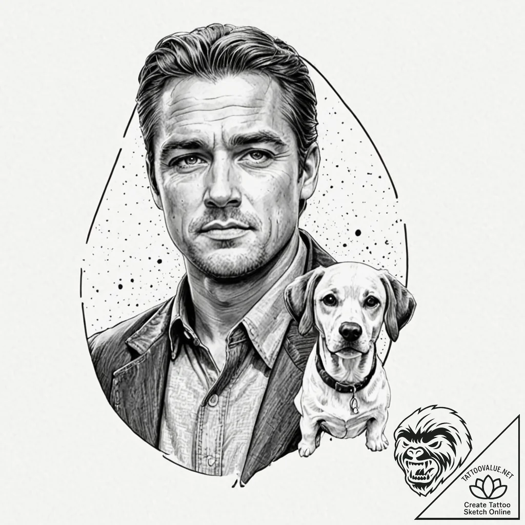 A graphic novel style portrait of cliff booth... - tattoo sketch (№1753047432_0, 20.07.2025 21:37) — tattoovalue.net