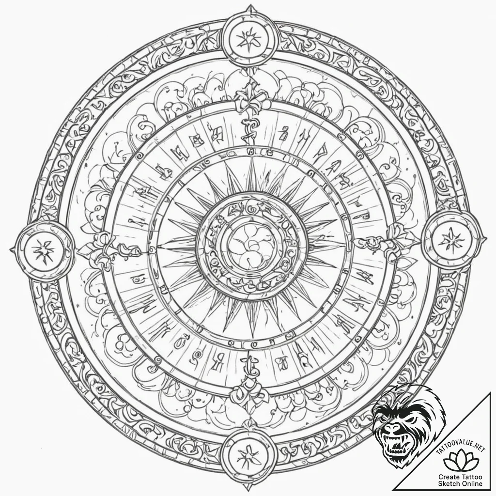 Tattoo sketch a zodiac symbol as a gate or po... - tattoo sketch (№1753048010_0, 20.07.2025 21:46) — tattoovalue.net
