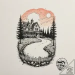 A sketch of norman bates’ silhouette in front… – tattoo sketch (№1753048175_0, 20.07.2025 21:49) — tattoovalue.net