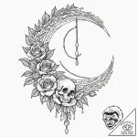 Tattoo sketch: an elegant lunitsa (crescent m… – tattoo sketch (№1753049166_0, 20.07.2025 22:06) — tattoovalue.net