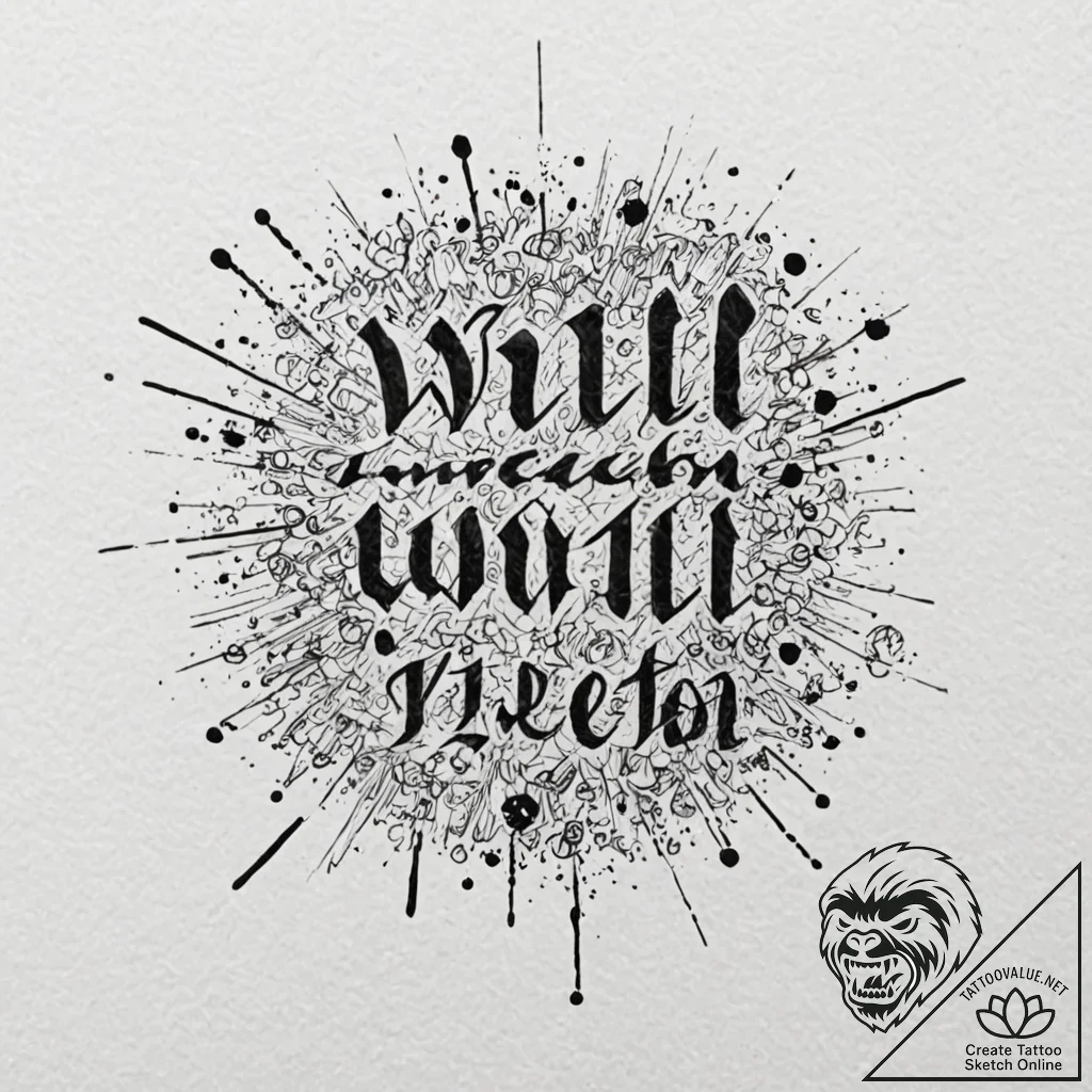 Tattoo sketch "i will" text for leo, with a b... - tattoo sketch (№1753049331_0, 20.07.2025 22:08) — tattoovalue.net