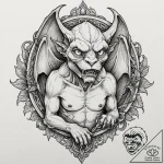 Gargoyle, tattoo drawing outline, black and g… – tattoo sketch (№1753049826_0, 20.07.2025 22:17) — tattoovalue.net