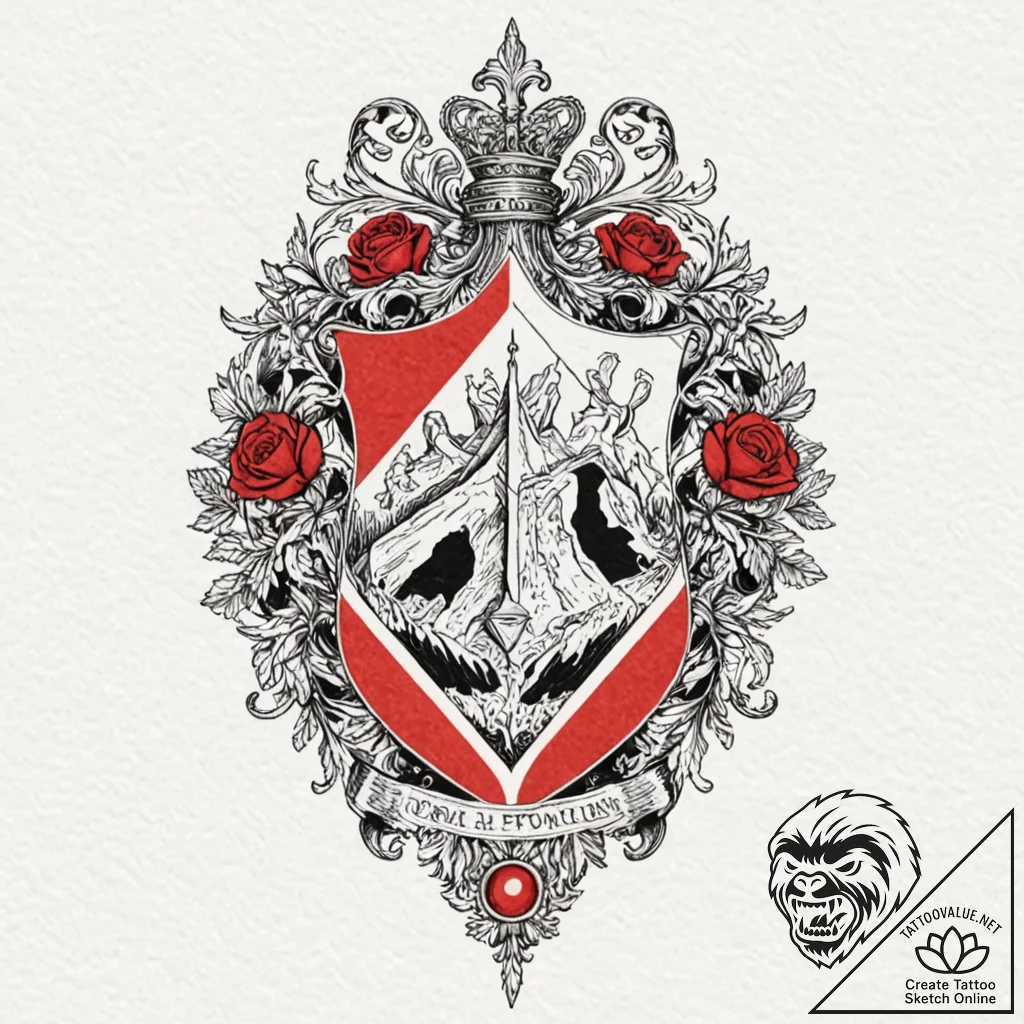 Tattoo design a family crest redesigned in a... - tattoo sketch (№1753049908_0, 20.07.2025 22:18) — tattoovalue.net