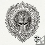 Tattoo design a spartan helmet with a laurel… – tattoo sketch (№1753050815_0, 20.07.2025 22:33) — tattoovalue.net