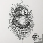 Tattoo design a calm lake with a fantasy crea… – tattoo sketch (№1753051807_0, 20.07.2025 22:50) — tattoovalue.net