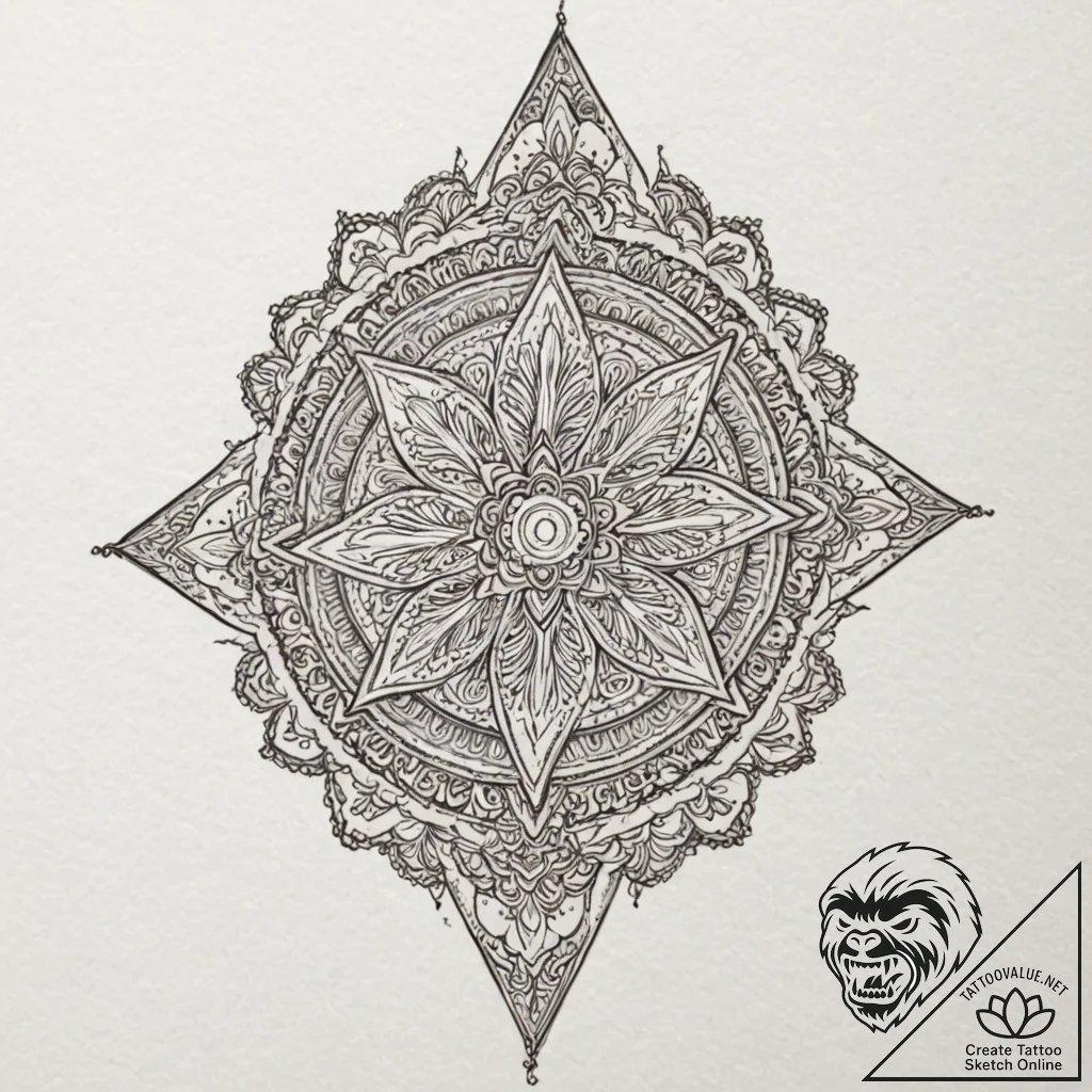 Five-pointed star, artistic tattoo sketch, se... - tattoo sketch (№1753051890_0, 20.07.2025 22:51) — tattoovalue.net