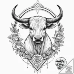 Tattoo design a taurus bull in neo-traditiona… – tattoo sketch (№1753052054_0, 20.07.2025 22:54) — tattoovalue.net