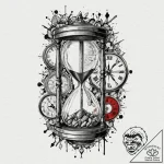 Tattoo design a broken clock or hourglass, wi… – tattoo sketch (№1753052219_0, 20.07.2025 22:56) — tattoovalue.net
