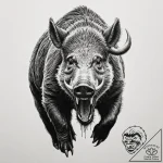 Tattoo sketch a wild boar, tusks gleaming, fo… – tattoo sketch (№1753052550_0, 20.07.2025 23:02) — tattoovalue.net