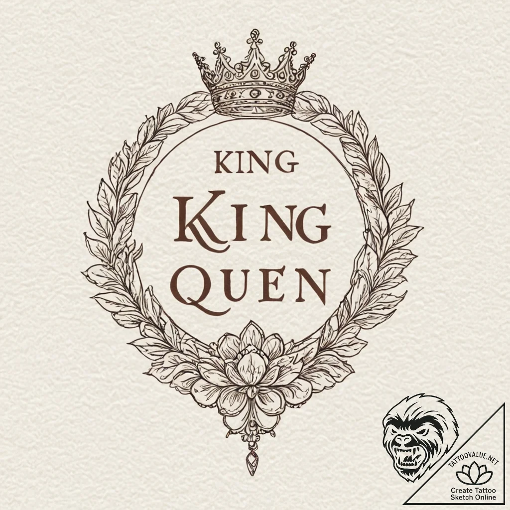 Tattoo design a small, elegant "king" or "que... - tattoo sketch (№1753052713_0, 20.07.2025 23:05) — tattoovalue.net