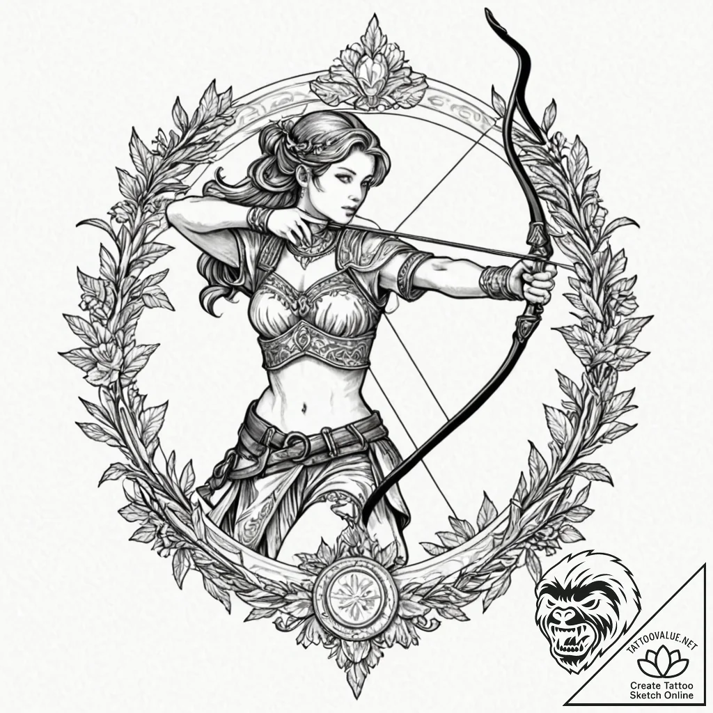 Tattoo sketch a sagittarius archer, minimalis... - tattoo sketch (№1753053620_0, 20.07.2025 23:20) — tattoovalue.net