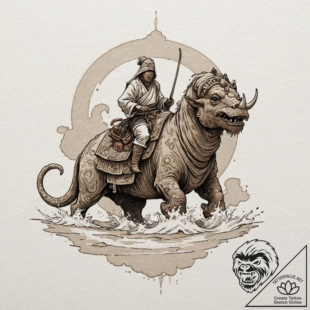 A sketch of a tusken raider (sand person) on... - tattoo sketch (№1753053703_0, 20.07.2025 23:21) — tattoovalue.net