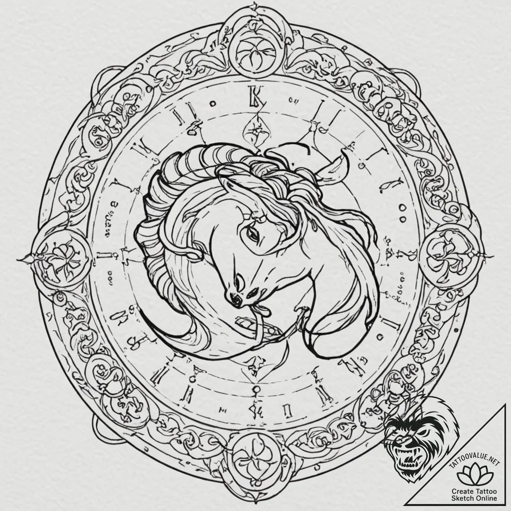 Tattoo design a zodiac animal comically inter... - tattoo sketch (№1753053786_0, 20.07.2025 23:23) — tattoovalue.net