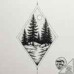Pine, tattoo line art, dotwork tattoo style,… – tattoo sketch (№1753053868_0, 20.07.2025 23:24) — tattoovalue.net