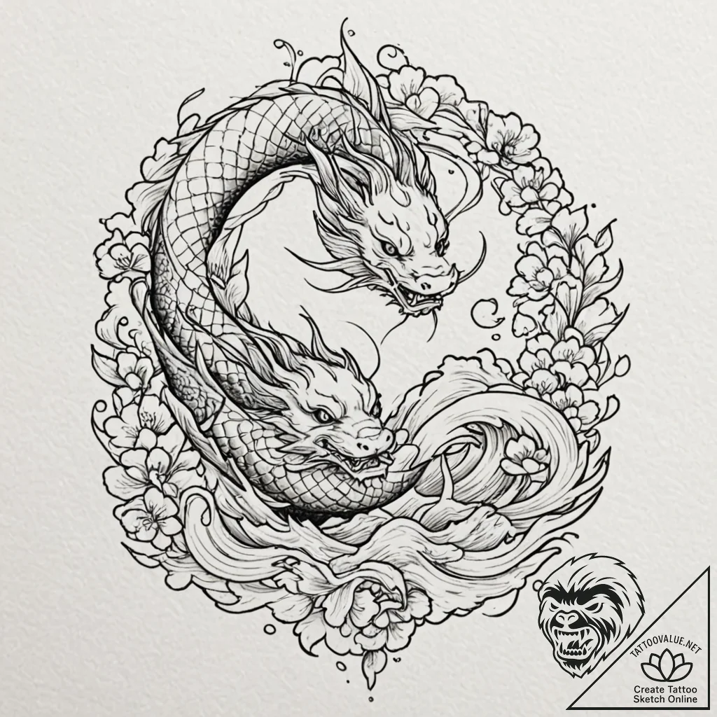 Tattoo design a fluid, abstract representatio... - tattoo sketch (№1753054448_0, 20.07.2025 23:34) — tattoovalue.net