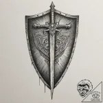 Tattoo design a medieval shield with a single… – tattoo sketch (№1753054530_0, 20.07.2025 23:35) — tattoovalue.net