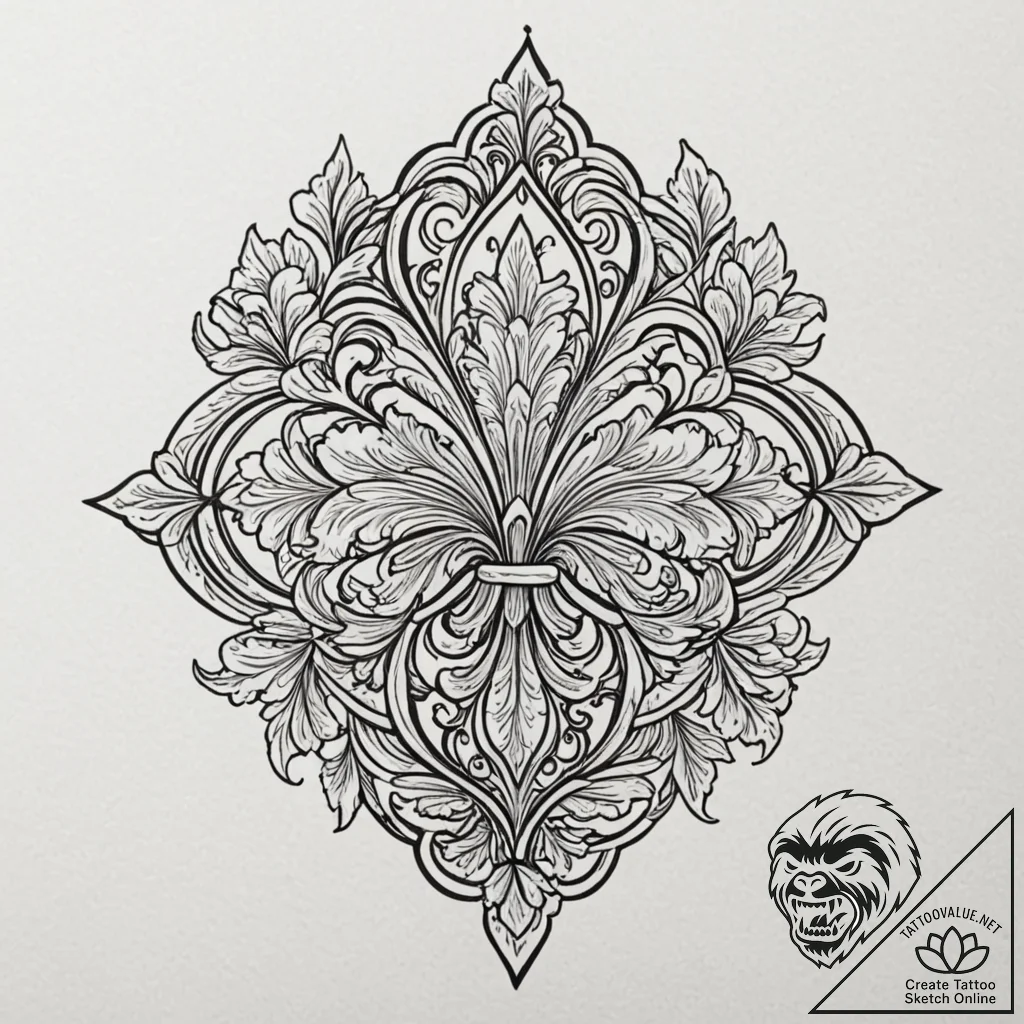Tattoo sketch a classic 'fleur-de-lis' with a... - tattoo sketch (№1753054859_0, 20.07.2025 23:40) — tattoovalue.net