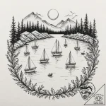 A shot of a harbor filled with sailboats, the… – tattoo sketch (№1753054942_0, 20.07.2025 23:42) — tattoovalue.net