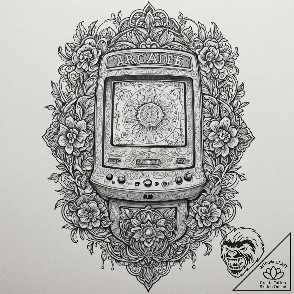 Tattoo design a clean outline of a classic ar... - tattoo sketch (№1753055357_0, 20.07.2025 23:49) — tattoovalue.net