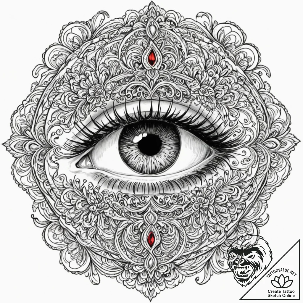 Tattoo sketch a single, open eye, vigilant an... - tattoo sketch (№1753055602_0, 20.07.2025 23:53) — tattoovalue.net