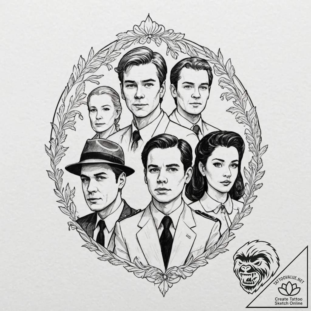 A neo-traditional portrait of the main charac... - tattoo sketch (№1753055687_0, 20.07.2025 23:54) — tattoovalue.net