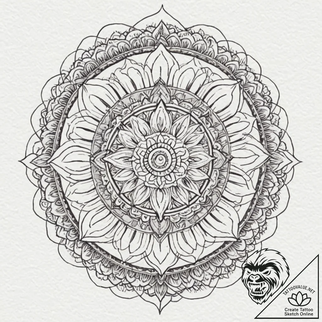 Mother of god, artistic tattoo sketch, sepia... - tattoo sketch (№1753056264_0, 21.07.2025 00:04) — tattoovalue.net