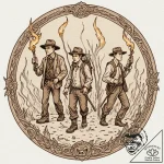 A graphic novel panel of a mob with torches a… – tattoo sketch (№1753056512_0, 21.07.2025 00:08) — tattoovalue.net