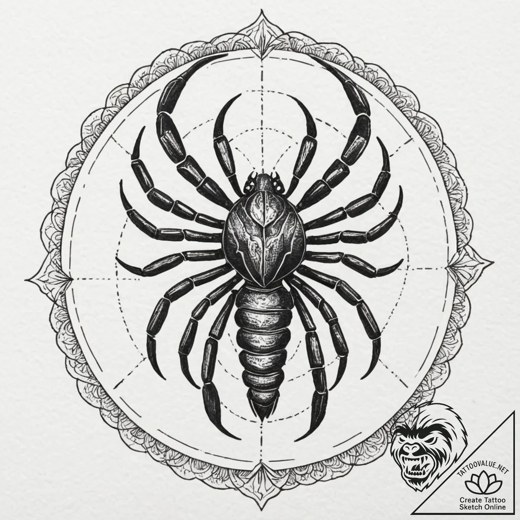 Tattoo design a scorpio scorpion, drawn with... - tattoo sketch (№1753056678_0, 21.07.2025 00:11) — tattoovalue.net
