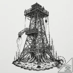 A sketch of the oil derrick on fire from ther… – tattoo sketch (№1753057504_0, 21.07.2025 00:25) — tattoovalue.net