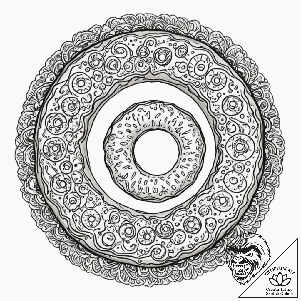 Tattoo design two halves of a donut., concept... - tattoo sketch (№1753057669_0, 21.07.2025 00:27) — tattoovalue.net